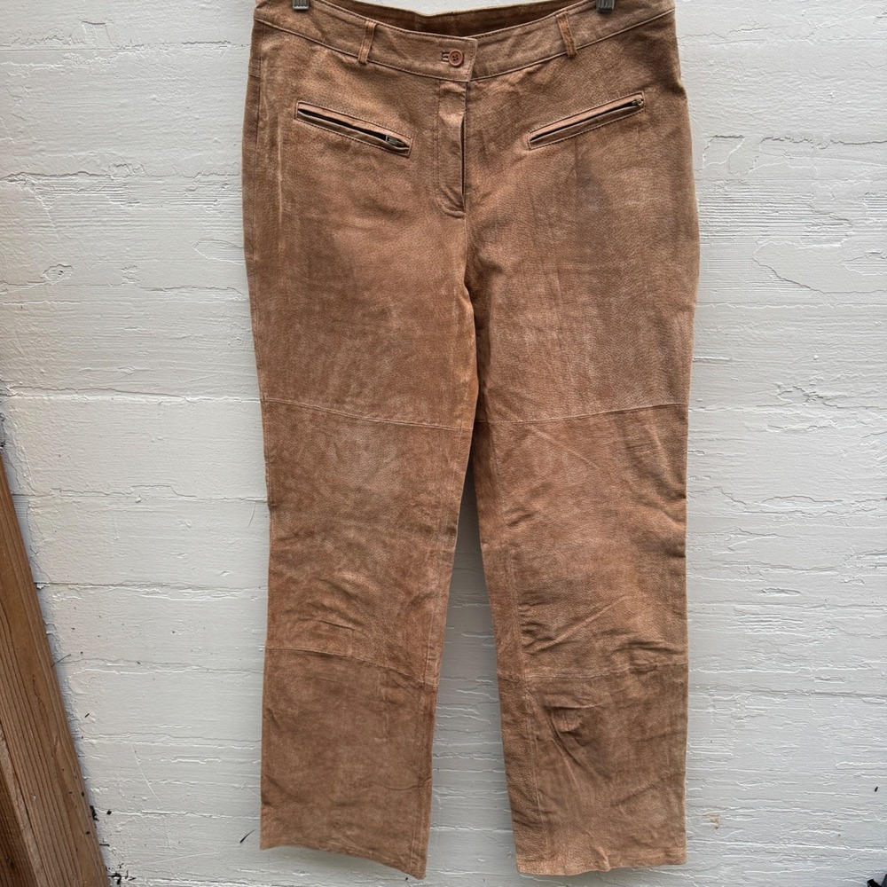 Vintage Wilsons Leather Maxima 10 Tan Suede Y2K Straight Leg Western Pants